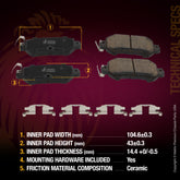 Metrix Premium Rear Ceramic Disc Brake Pad Set 93995MC OEM fit spare parts